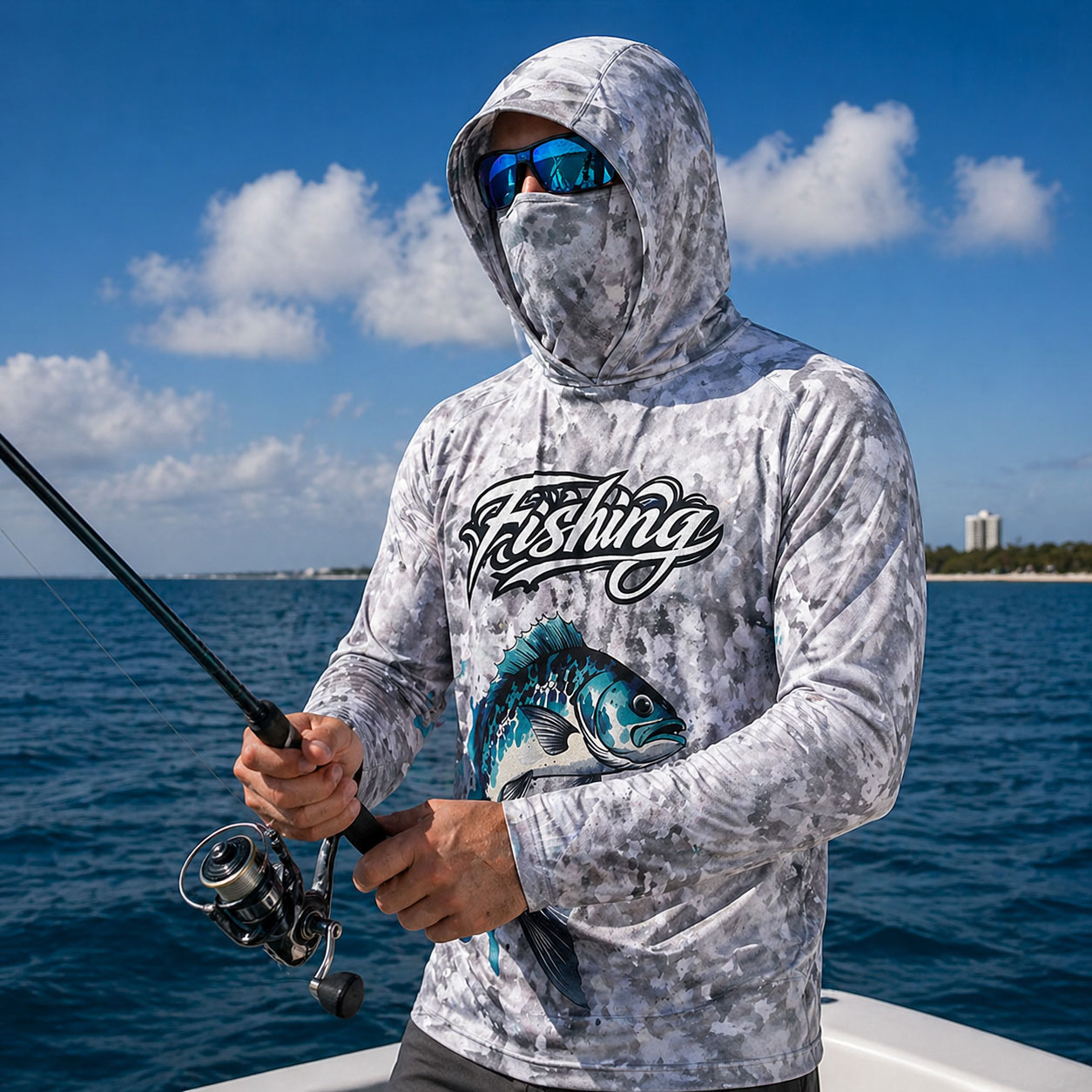 Fishing Mask Sun Protection - Camisa de Pesca com Capuz para