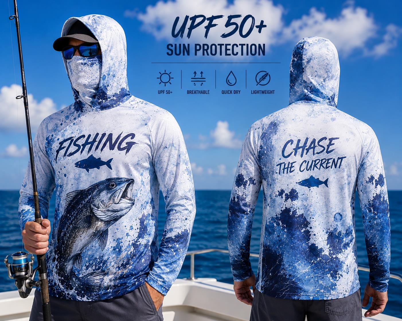 Camisa de Pesca com Capuz para - Fishing Mask Sun Protection avaliação e preço