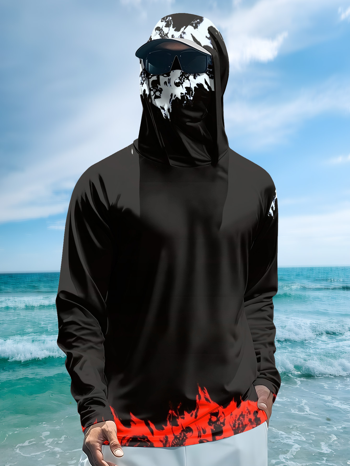 Camisa de pesca masculina com  - Fishing Hoodie avaliação e preço